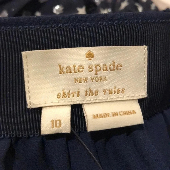 Kate Spade silk navy night sky lurex dot skirt, 10 - Picture 7 of 9